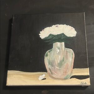 Floral Canvas Art with Black Background